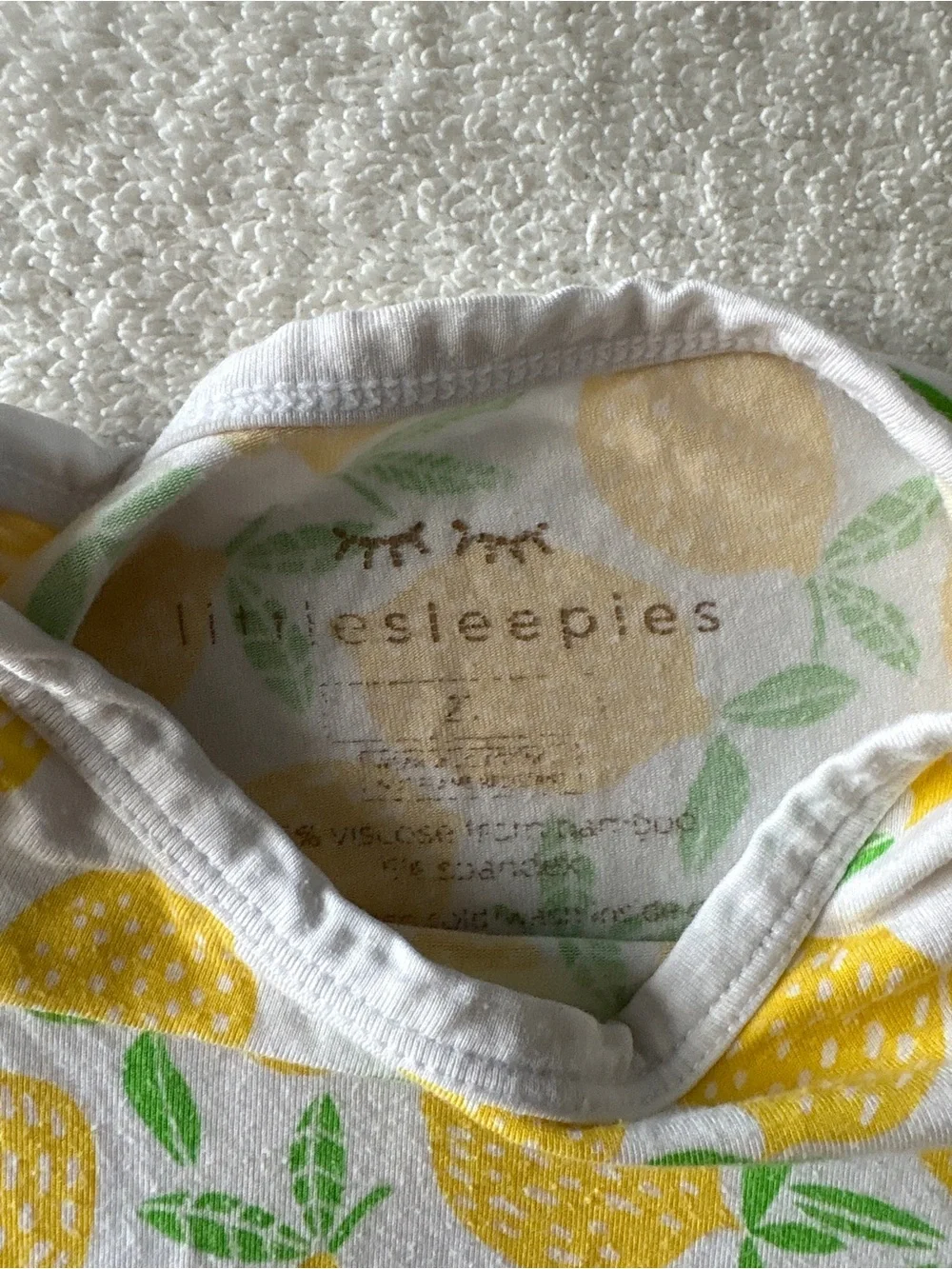 Little Sleepies Lemon Print Pajama Top, size 2T